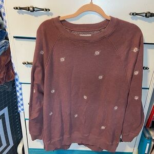 American Eagle Outfitters Dusty Rose Sweater with Floral Details